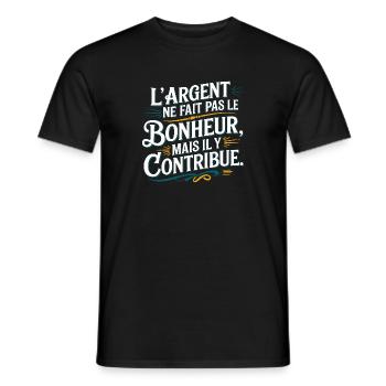 L'argent ne fait pas le bonheur - T-shirt homme - noir - Devant - AI Model Male 178 light (178cm)