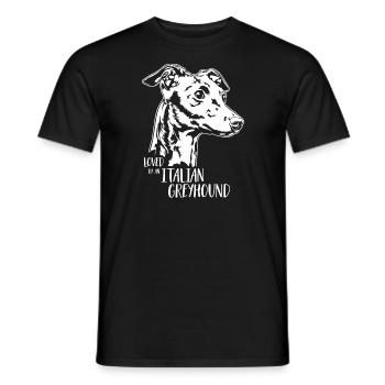 Loved by an ITALIAN GREYHOUND Hundespruch Wilsigns - Männer T-Shirt - Schwarz - Vorne - AI Model Male 178 light (178cm)