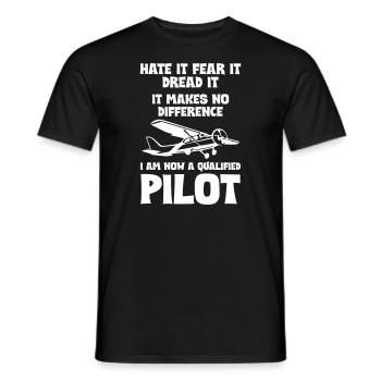 I am now a qualified pilot - Men's T-Shirt - black - Front - AI Model Male 178 light (178cm)