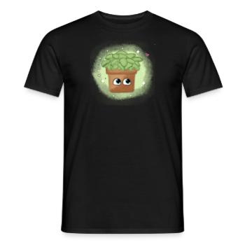 Succulent cartoon character design in green - Men's T-Shirt - black - Front - AI Model Male 178 light (178cm)