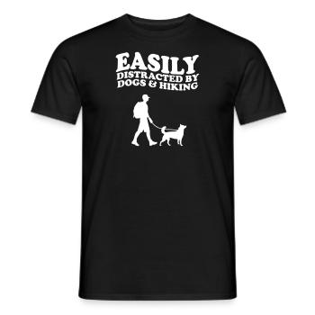 Facilement distrait par les chiens et le chien de randonnée - T-shirt homme - noir - Devant - AI Model Male 178 light (178cm)