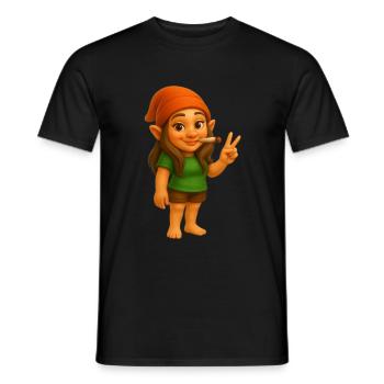 Coole kiffende Zwergin - Cannabis - Weed - Männer T-Shirt - Schwarz - Vorne - AI Model Male 178 light (178cm)