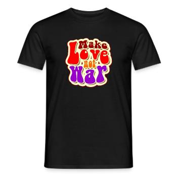 Retro Make love not war - Men's T-Shirt - black - Front - AI Model Male 178 light (178cm)