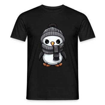 Penguin Winter Comic Cute - Men's T-Shirt - black - Front - AI Model Male 178 light (178cm)