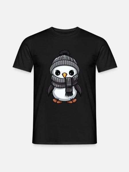 Penguin Winter Comic Cute - Men's T-Shirt - black