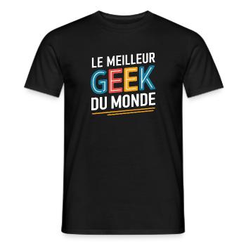 Le meilleur geek du monde - T-shirt homme - noir - Devant - AI Model Male 178 light (178cm)