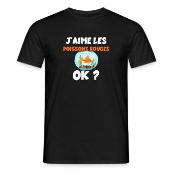 J'aime les Poissins Rouges Idée Cadeau Famille - T-shirt homme - noir - Devant - AI Model Male 178 light (178cm)