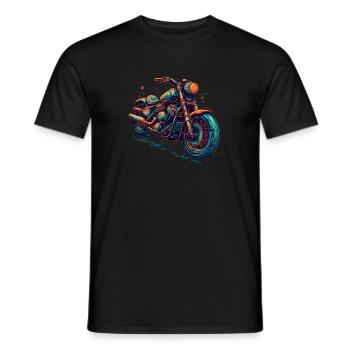 Moto style Synthwave - T-shirt homme - noir - Devant - AI Model Male 178 light (178cm)