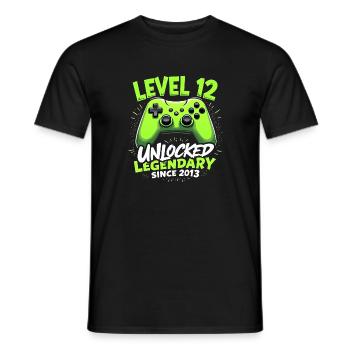 Level 12 Birthday Boy Gamer 12th Birthday - Men's T-Shirt - black - Front - AI Model Male 178 light (178cm)