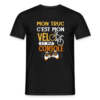 Vélo Mon truc c est mon velo et ma console velo - T-shirt homme - noir - Devant - AI Model Male 178 light (178cm)