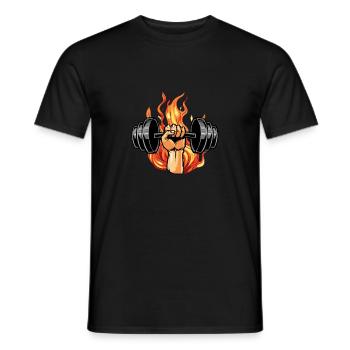 Fitness Motivation Bodybuilder Fire Dumbbell - Men's T-Shirt - black - Front - AI Model Male 178 light (178cm)