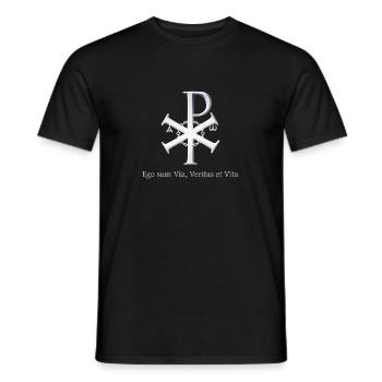 Symbole début fin Alpha Oméga Dieu Chrétien - T-shirt homme - noir - Devant - AI Model Male 178 light (178cm)