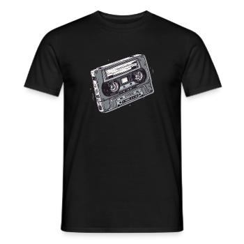 Ancienne cassette compacte - T-shirt homme - noir - Devant - AI Model Male 178 light (178cm)