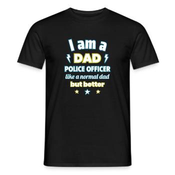 Je suis un papa policier, cadeau fête des pères - T-shirt homme - noir - Devant - AI Model Male 178 light (178cm)