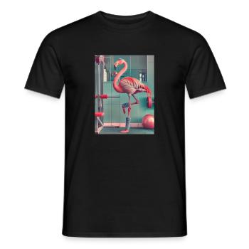 Let's Flamingle - Flamingo Wear - Gym Workout - Men's T-Shirt - black - Front - AI Model Male 178 light (178cm)