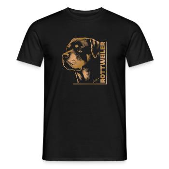 ROTTWEILER Zeichnung Kopf gold - Männer T-Shirt - Schwarz - Vorne - AI Model Male 178 light (178cm)