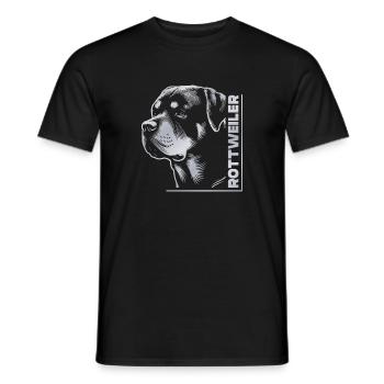 ROTTWEILER Zeichnung Kopf silber - Männer T-Shirt - Schwarz - Vorne - AI Model Male 178 light (178cm)