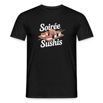 Soirée sushis - T-shirt homme - noir - Devant - AI Model Male 178 light (178cm)