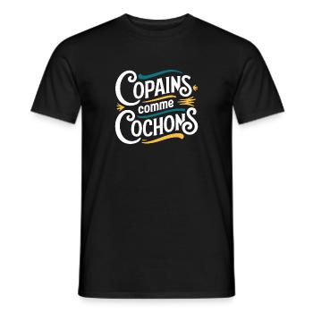 Copains comme cochons - T-shirt homme - noir - Devant - AI Model Male 178 light (178cm)