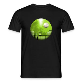 Skyline in front of the moon with moon - Men's T-Shirt - black - Front - AI Model Male 178 light (178cm)