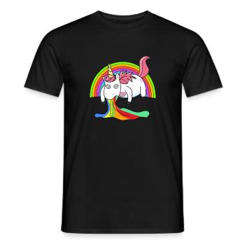 Puking unicorn rainbow - Men's T-Shirt - black - Front - AI Model Male 178 light (178cm)