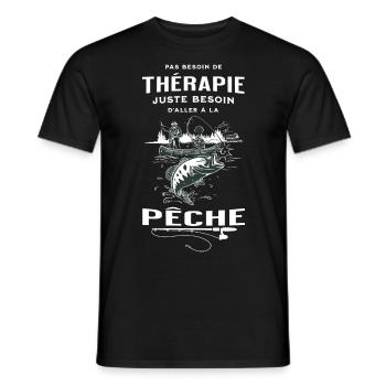 Pas Besoin de Thérapie, Besoin d'Aller à la Pêche - T-shirt homme - noir - Devant - AI Model Male 178 light (178cm)