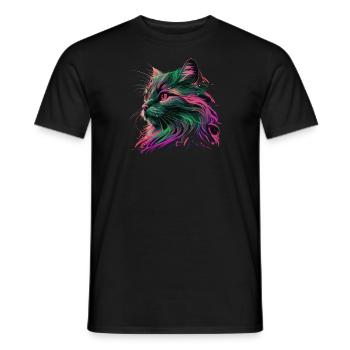 Cat miaw love, cat lovers, miaw, meow - Men's T-Shirt - black - Front - AI Model Male 178 light (178cm)