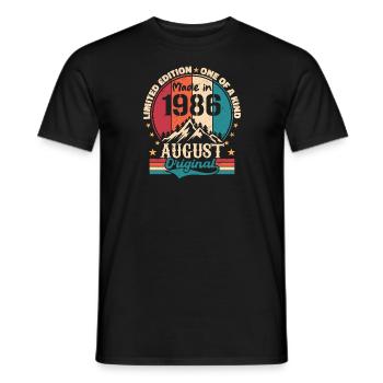 1986 August | August 1986 birthday Aged Perfectly - Men's T-Shirt - black - Front - AI Model Male 178 light (178cm)