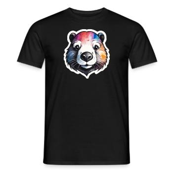 Biber Cool und Cool bunte Aquarelle - Männer T-Shirt - Schwarz - Vorne - AI Model Male 178 light (178cm)