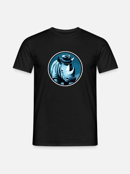 Nashorn mit Hut - Männer T-Shirt - Schwarz