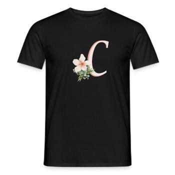 Lettre C avec fleur - T-shirt homme - noir - Devant - AI Model Male 178 light (178cm)