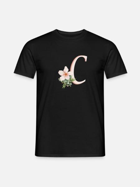 Letter C with flower - Men's T-Shirt - black