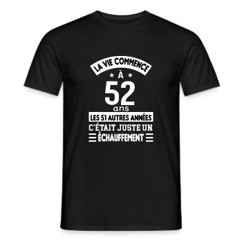 Cadeau anniversaire 52 ans - T-shirt homme - noir - Devant - AI Model Male 178 light (178cm)