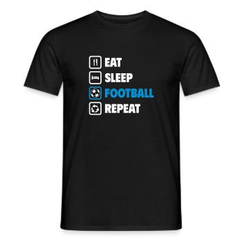 Manger, dormir, footballer, répéter - T-shirt homme - noir - Devant - AI Model Male 178 light (178cm)