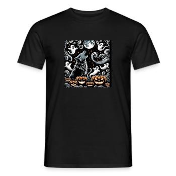 Loup et Halloween - T-shirt homme - noir - Devant - AI Model Male 178 light (178cm)