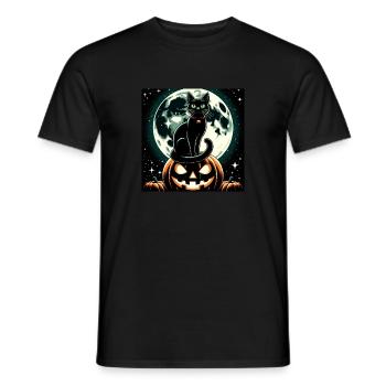 Cat and Halloween - Men's T-Shirt - black - Front - AI Model Male 178 light (178cm)