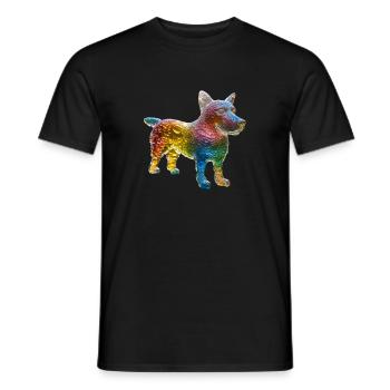 A dog made of colored drops of water - Men's T-Shirt - black - Front - AI Model Male 178 light (178cm)