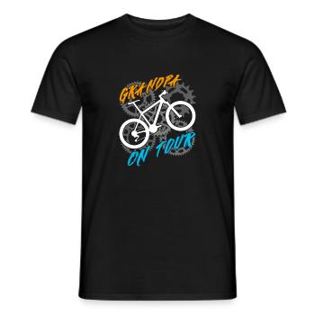 Grandpa on bike tour Grandfather rides a bike - Men's T-Shirt - black - Front - AI Model Male 178 light (178cm)