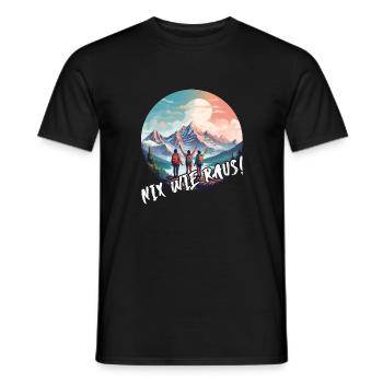 Nix wie raus Familie steht auf dem Berg - Männer T-Shirt - Schwarz - Vorne - AI Model Male 178 light (178cm)