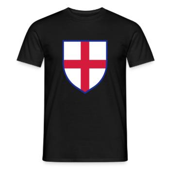 Drapeau de l’Angleterre, Bouclier de la Croix de Saint-Georges - T-shirt homme - noir - Devant - AI Model Male 178 light (178cm)
