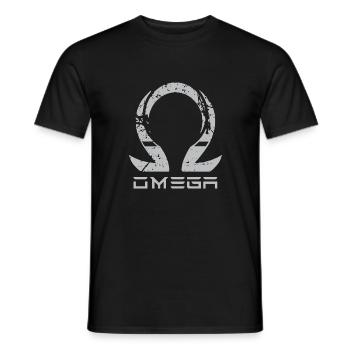 omega - Men's T-Shirt - black - Front - AI Model Male 178 light (178cm)