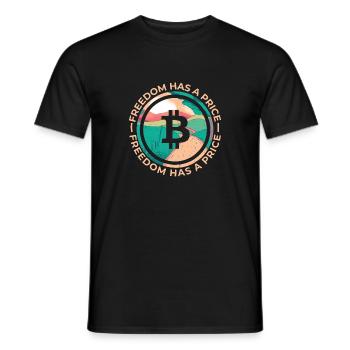 Freedom Has A Price Crypto Bitcoin Shirt Gift - Men's T-Shirt - black - Front - AI Model Male 178 light (178cm)