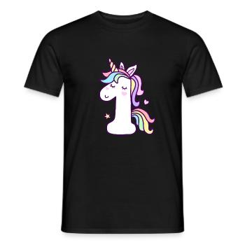 1er anniversaire Licorne 1 an bébé - T-shirt homme - noir - Devant - AI Model Male 178 light (178cm)