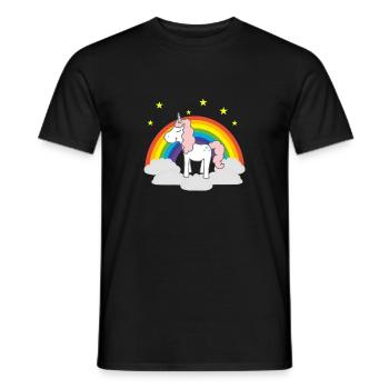 Einhorn auf Regenbogen - Männer T-Shirt - Schwarz - Vorne - AI Model Male 178 light (178cm)