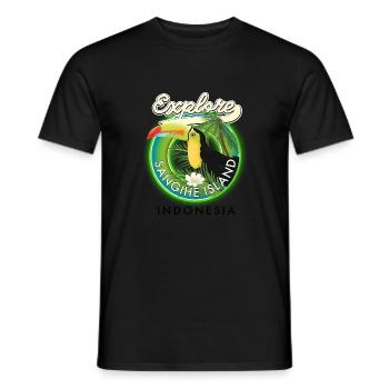 Explore Sanghie Island Indonesia travel logo - Men's T-Shirt - black - Front - AI Model Male 178 light (178cm)