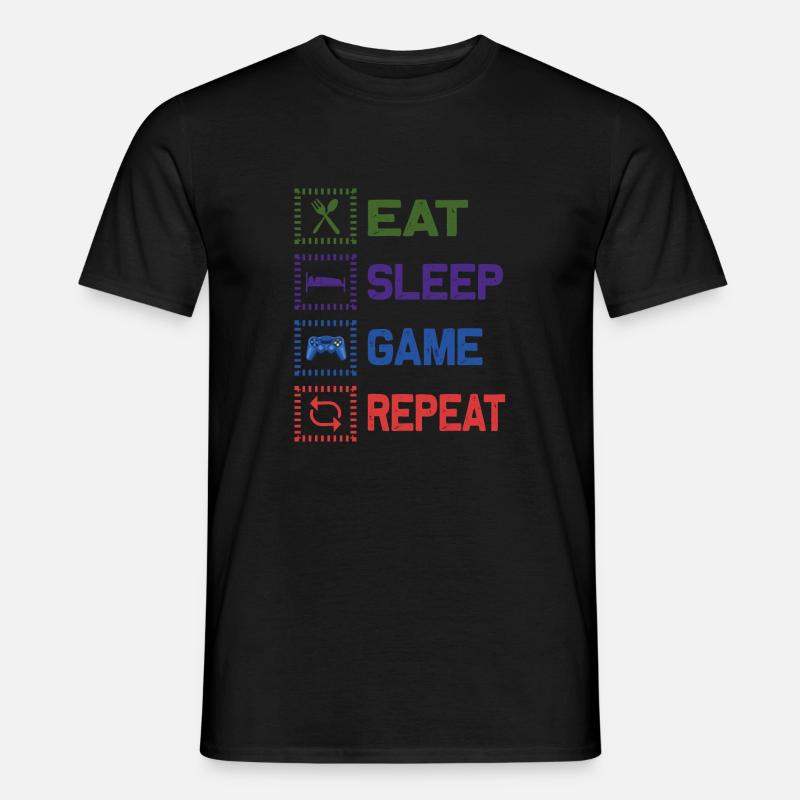 MANGEZ LE JEU DE SOMMEIL RÉPÉTER Conception - T-shirt homme - noir