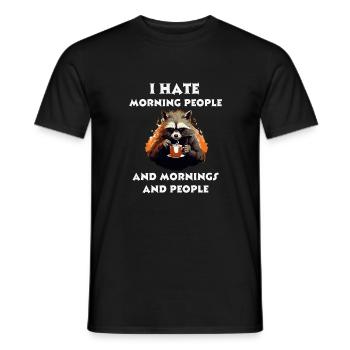 Funny T-shirt of An angry Raccoon/ I hate Mornings - Men's T-Shirt - black - Front - AI Model Male 178 light (178cm)