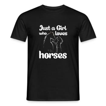 Just a girl who loves horses funny horse riding - T-shirt homme - noir - Devant - AI Model Male 178 light (178cm)