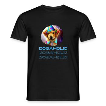 Dogaholic T-shirt Statement Tshirt für Hundefans - Männer T-Shirt - Schwarz - Vorne - AI Model Male 178 light (178cm)