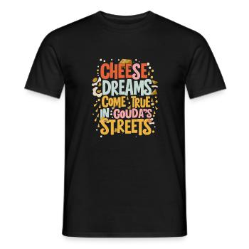 Cheese dreams come true in Gouda's streets! - Men's T-Shirt - black - Front - AI Model Male 178 light (178cm)